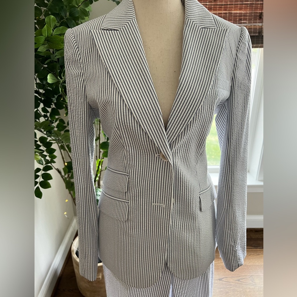 Women's Brooks Brothers Seersucker Blazer - Blue & White